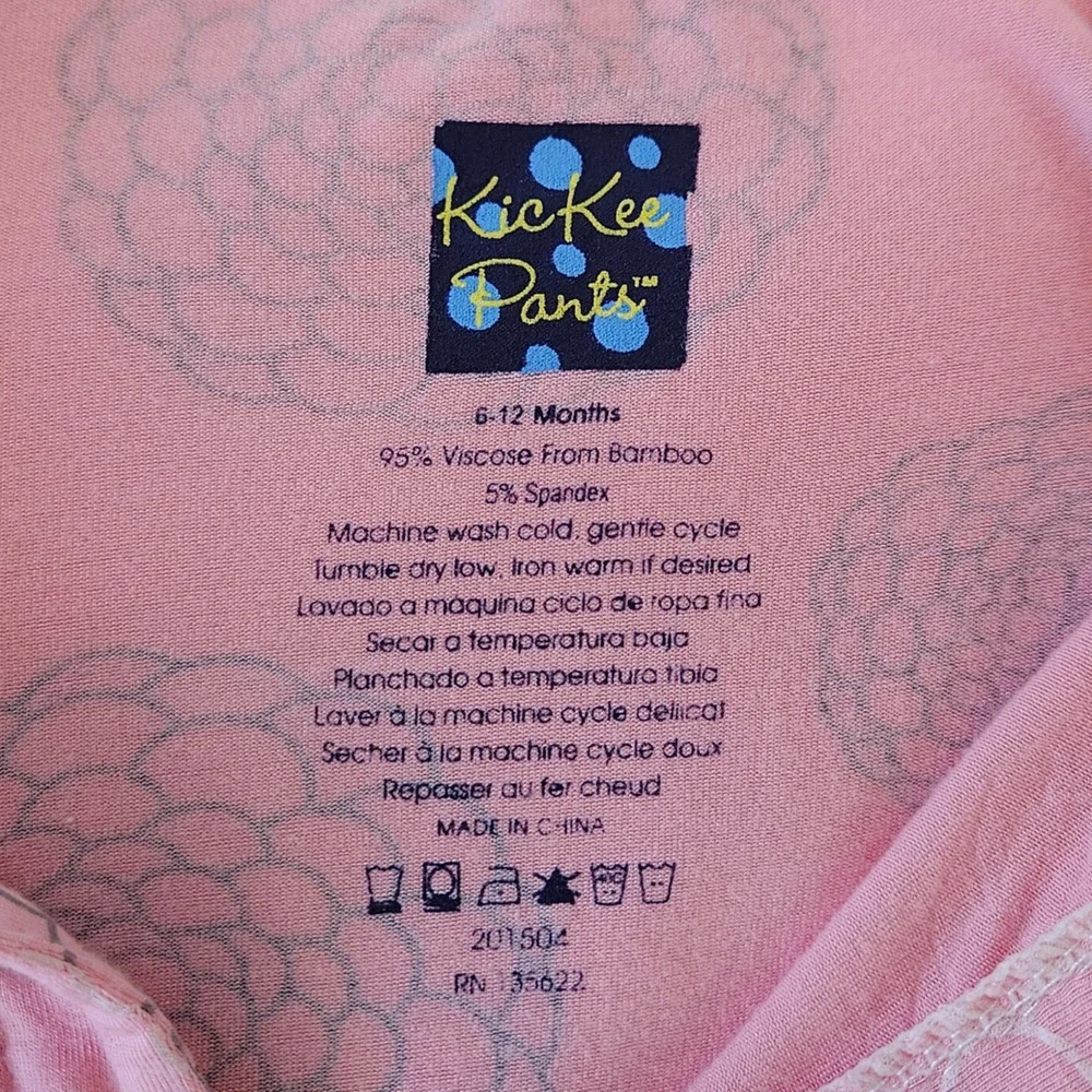 KicKee Pants Pink Mums Floral Bamboo Ruffle Front Sleeper Pajamas 6-12 Months